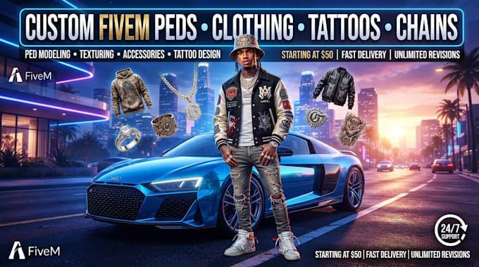 create custom fivem peds clothing tattoos chains mlo and maps