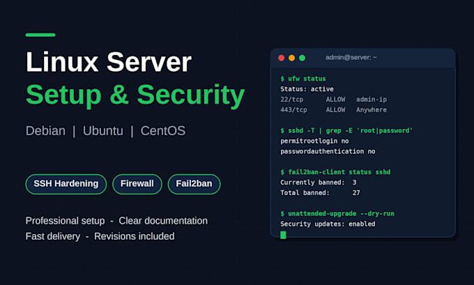install and secure your linux server debian, ubuntu, centos