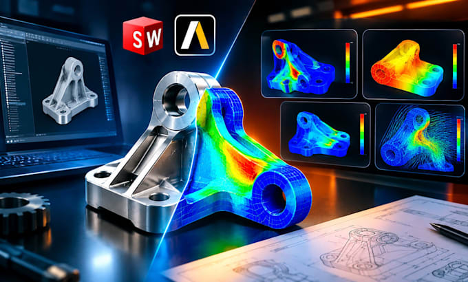ansys solidworks stress and thermal analysis, fea engineering simulation