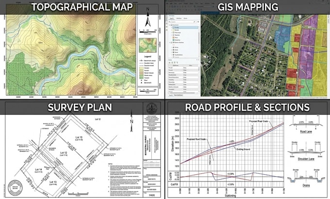 do survey plans, gis mapping, road profiles topographical maps