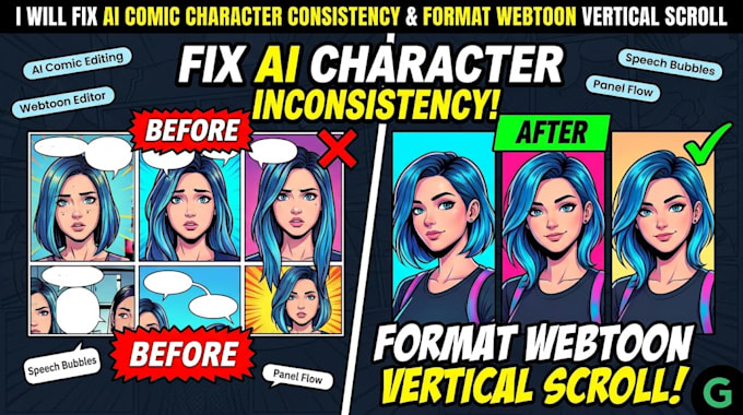 fix ai comic character consistency and format webtoon vertical scroll