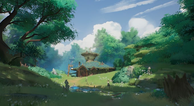 create 3d stylized environment fantasy game world landscape design unity props