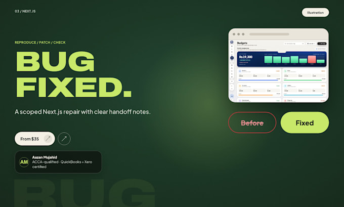 fix a next js bug or responsive UI issue