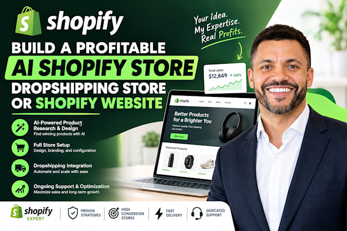 build a profitable ai shopify store, dropshipping store or shopify website