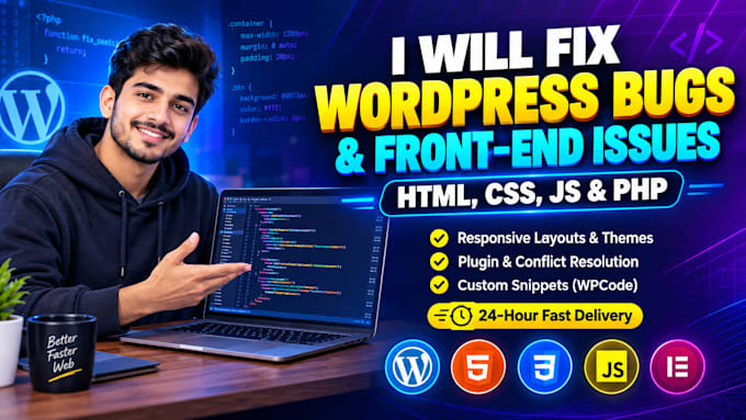fix wordpress bugs, HTML, CSS, javascript issues