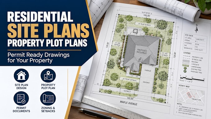draw architectural site plan and plot plan in autocad