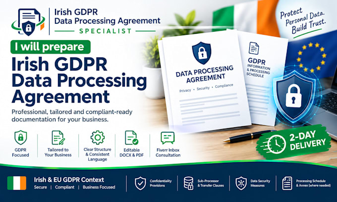 prepare an irish gdpr data processing agreement