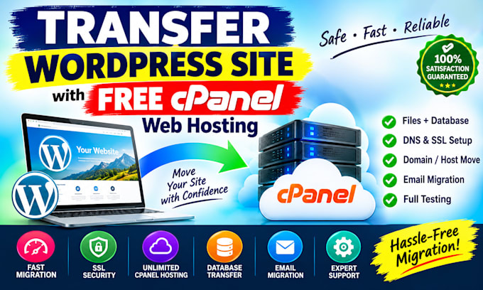 transfer wordpress site with free cpanel web hosting fast
