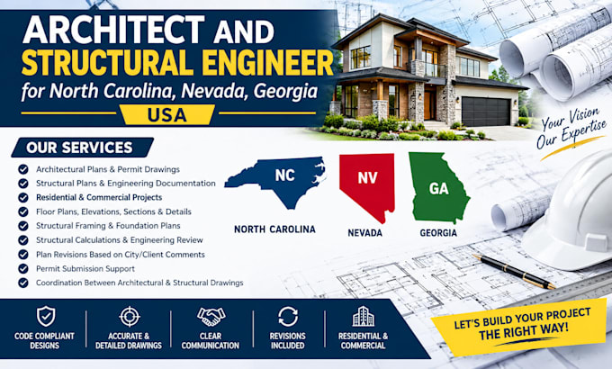 do architect and structural engineer for north carolina nevada georgia USA