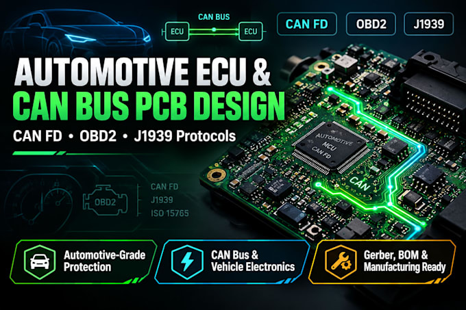 design automotive can bus obd2 j1939 ecu pcb