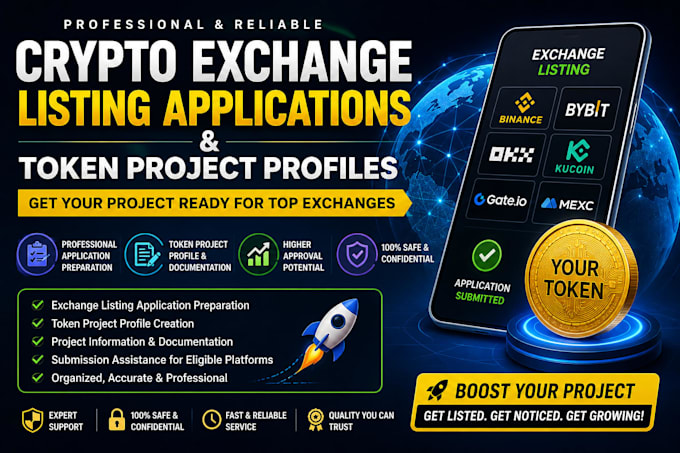 prepare crypto exchange listing applications for dex and token project profiles