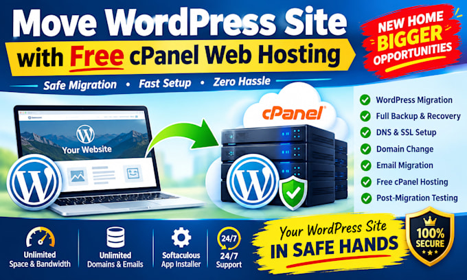 move wordpress site with free cpanel web hosting safely fast