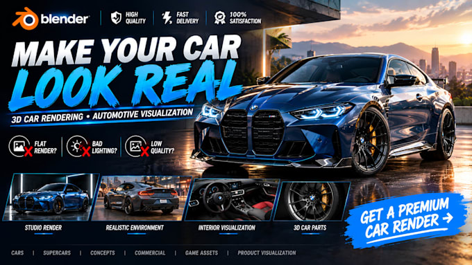 create realistic 3d car rendering, automotive visualization and 3d car design