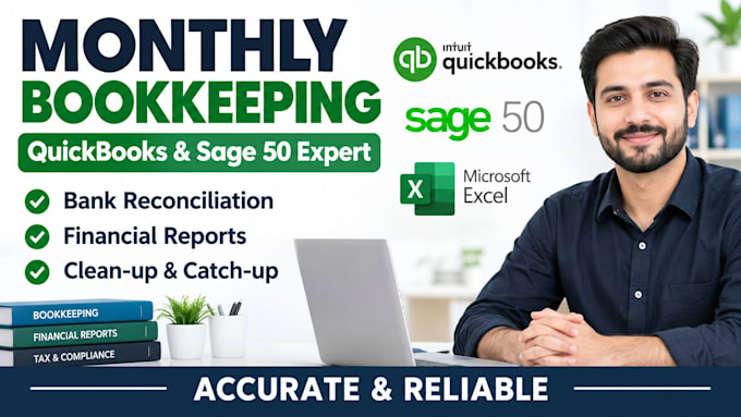 be your professional quickbooks and sage monthly bookkeeper