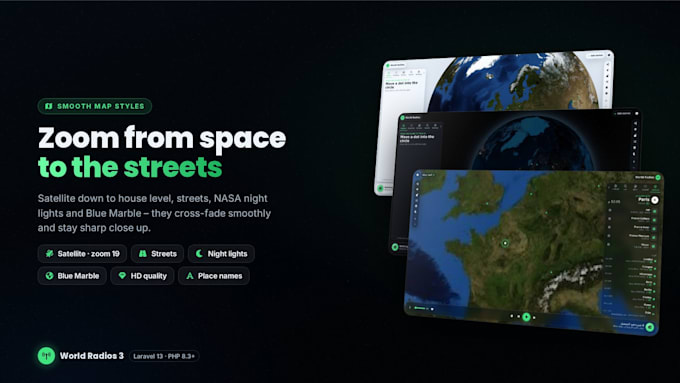 install world radios 3d globe live radio laravel script