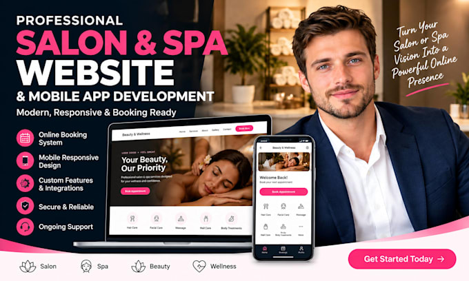 develop a salon spa website, booking system or mobile app