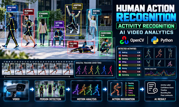 build human action recognition, activity recognition ai with opencv