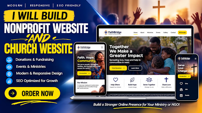 build nonprofit website and church website