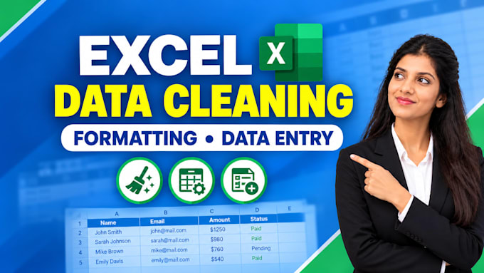 clean, format and enter data in excel