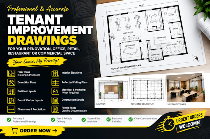 tenant improvement plans, permit drawings and construction plans