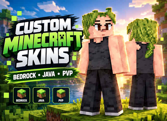 create minecraft skin for bedrock server and java, pvp