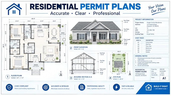 create residential building permit plans and construction drawings