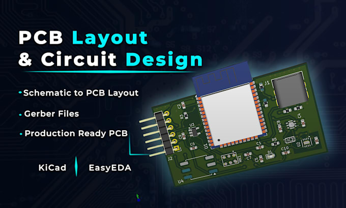 design an pcb layout or circuit design in kicad or easyeda