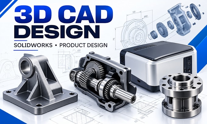 do 3d cad design and 3d product design in solidworks