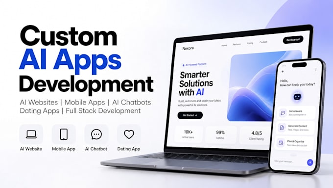 build ai website, ai mobile app ai chatbot, ai dating app full stack development