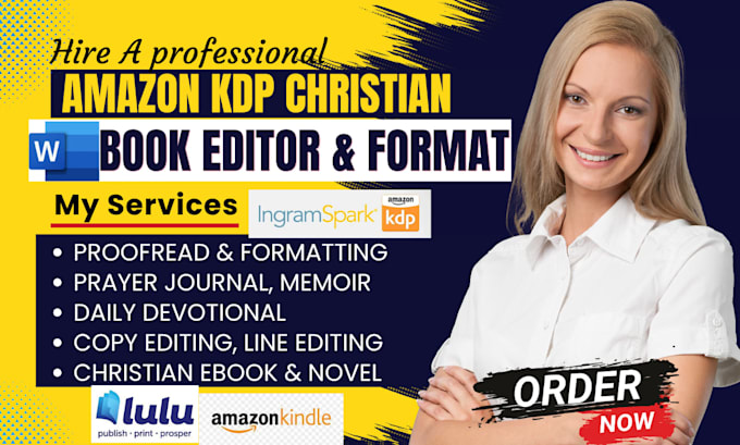 copy edit proofread, format christian books, memoir, novel format kdp journal