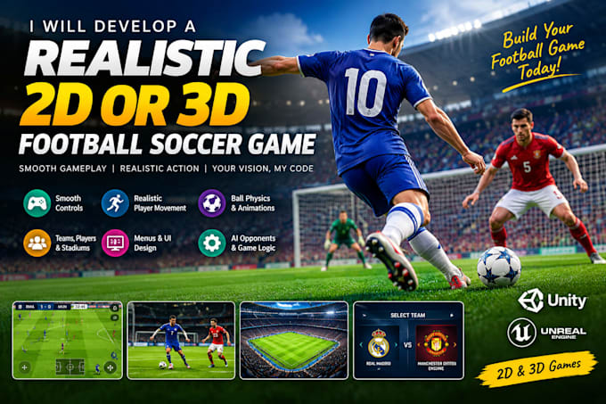 develop realistic football soccer game with smooth gameplay