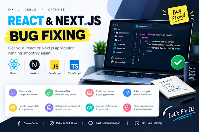 fix bugs and errors in reactjs nextjs code