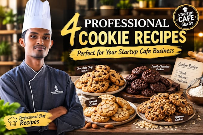 create 4 professional cookie recipes for your cafe or bakery
