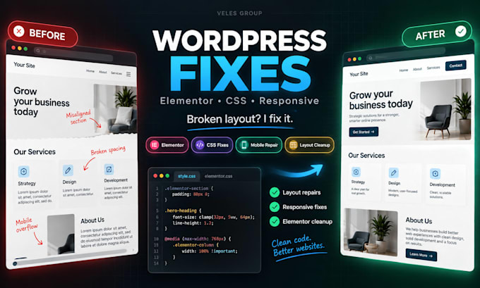fix wordpress elementor and responsive CSS issues