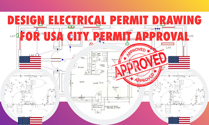 design electrical permit drawing for USA city permit approval