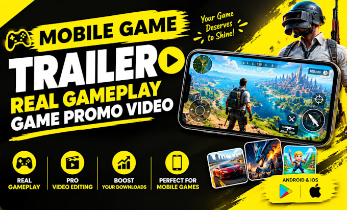 make attractive mobile game trailer using real gameplay, game promo video