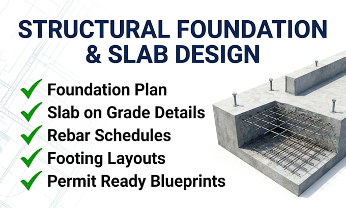draft structural foundation plan design and concrete slab on grade blueprints