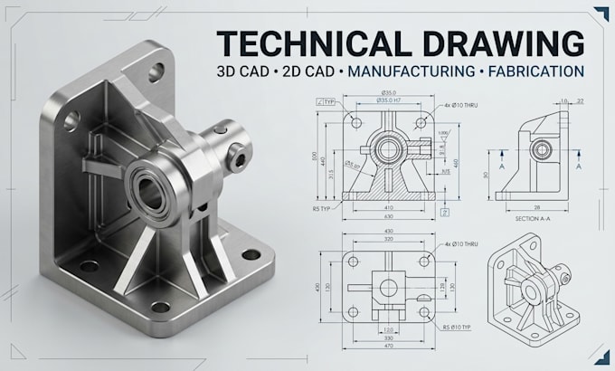 create technical drawings for manufacturing, fabrication, assembly and patents