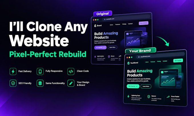 clone or recreate any website or landing page