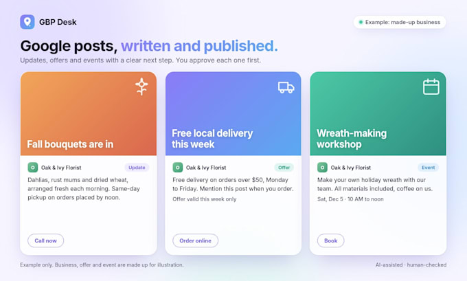 write and publish gmb posts and google business profile updates