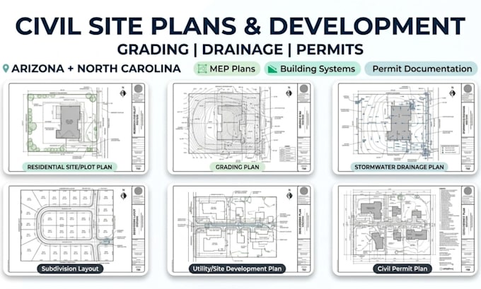 civil site plans grading drainage plot plans land development california georgia