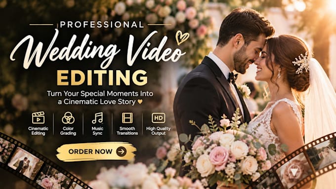 do cinematic wedding video editing, wedding highlights, wedding video editor