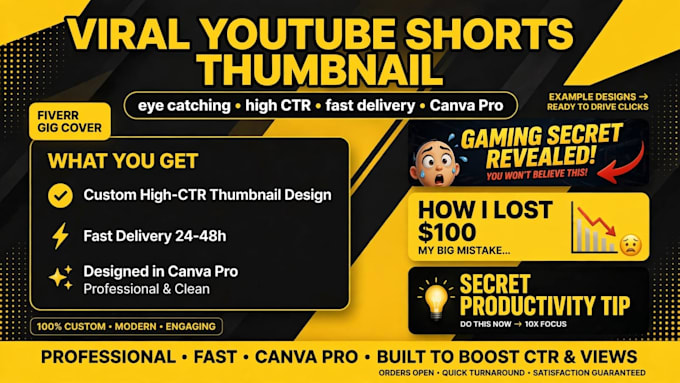 design eye catching youtube shorts thumbnail