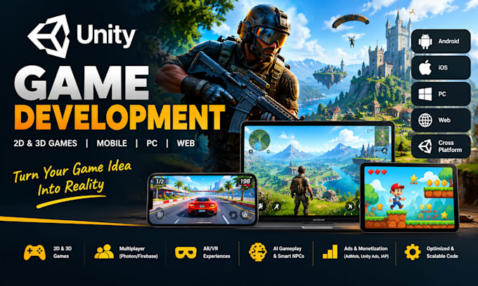 develop 2d 3d mobile game in unity game development