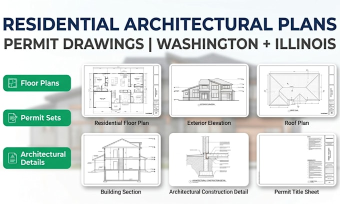 residential floor plans architectural plan permit sets washington and illinois