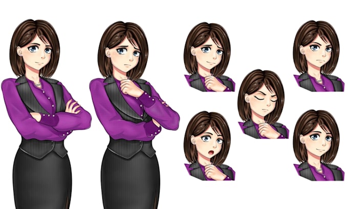 design visual novel anime character sprites anime background art and expressions