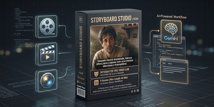 provide an cinematic storyboard and video studio desktop software
