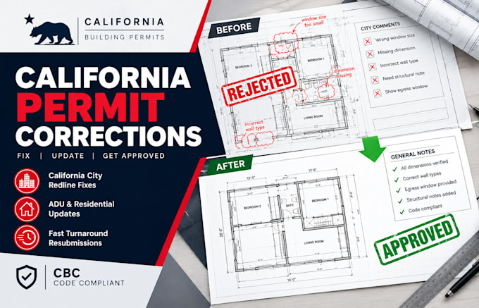 correct california city building permit comments and plan sets