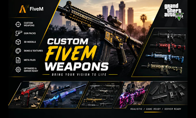create fivem weapon, fivem gun pack, model fivem weapom pack, game assets, gta v
