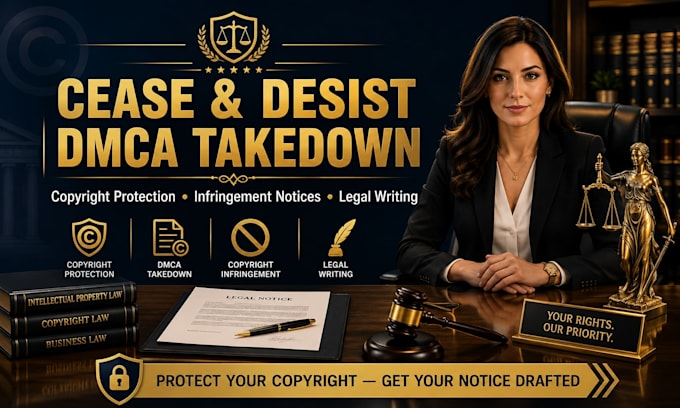 write cease and desist, dmca takedown, copyright infringement notice